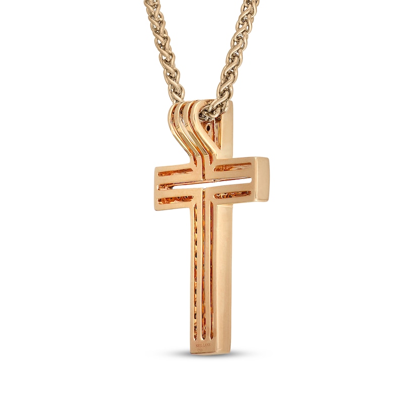 Main Image 4 of Neil Lane Desert Diamonds Men's Cross Necklace 1/2 ct tw 10K Yellow Gold 22"