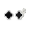 Thumbnail Image 1 of Black Onyx & White Lab-Created Sapphire Clover Stud Earrings Sterling Silver