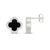 Thumbnail Image 3 of Black Onyx & White Lab-Created Sapphire Clover Stud Earrings Sterling Silver