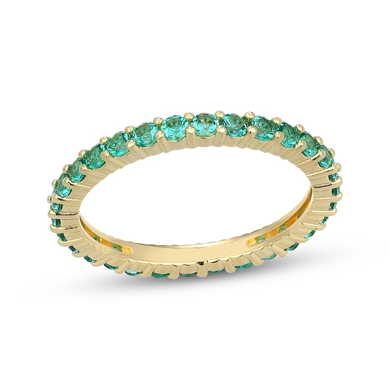 Main Image 1 of STUDIO BY KAY Lab-Created Emerald Eternity Ring 24K Yellow Gold Vermeil Sterling Silver