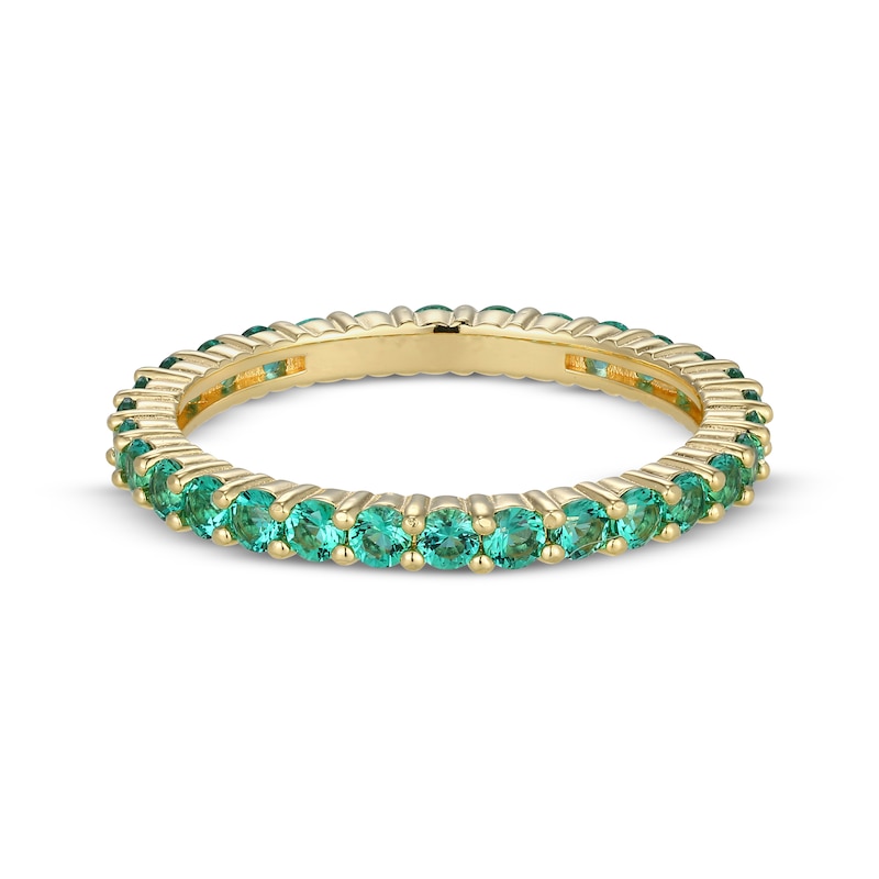 Main Image 3 of STUDIO BY KAY Lab-Created Emerald Eternity Ring 24K Yellow Gold Vermeil Sterling Silver