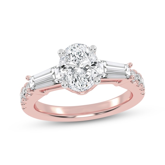 Now + Forever Lab-Grown Diamonds Oval-Cut Engagement Ring 1-3/4 ct tw 14K Rose Gold