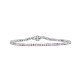 Pink & White Lab-Created Sapphire Line Bracelet Sterling Silver 7.5"