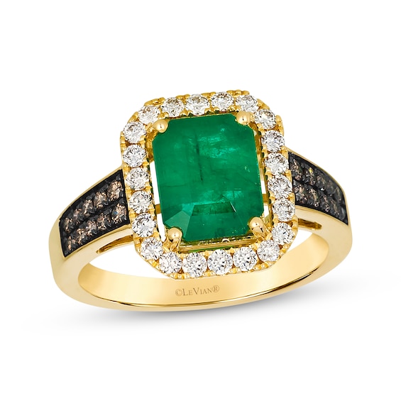 Le Vian Vault Emerald-Cut Emerald Ring 5/8 ct tw Diamonds 14K Honey Gold