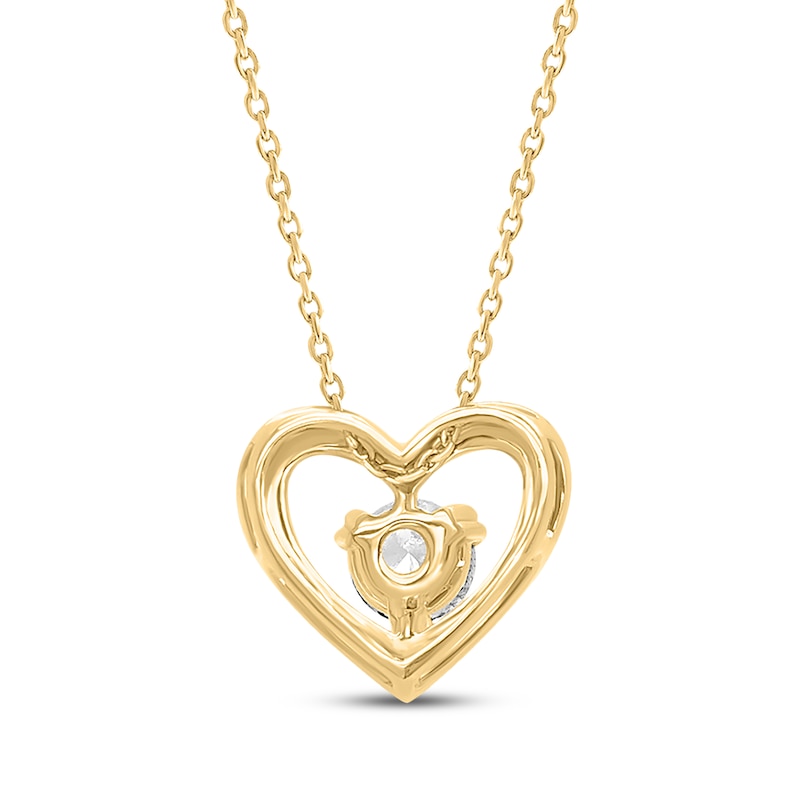 Main Image 3 of KAY Lab-Grown Diamonds Round-Cut Solitaire Heart Necklace 1/2 ct tw 10K Yellow Gold 18" (F/SI2)
