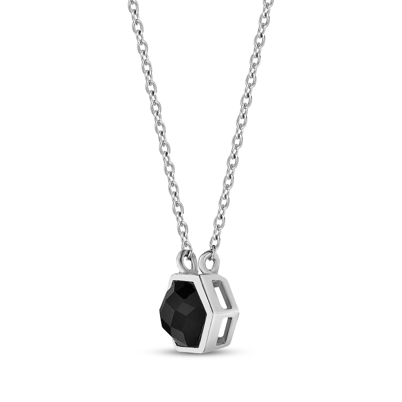Main Image 2 of Hexagon-Cut Black Onyx Necklace Sterling Silver 18”