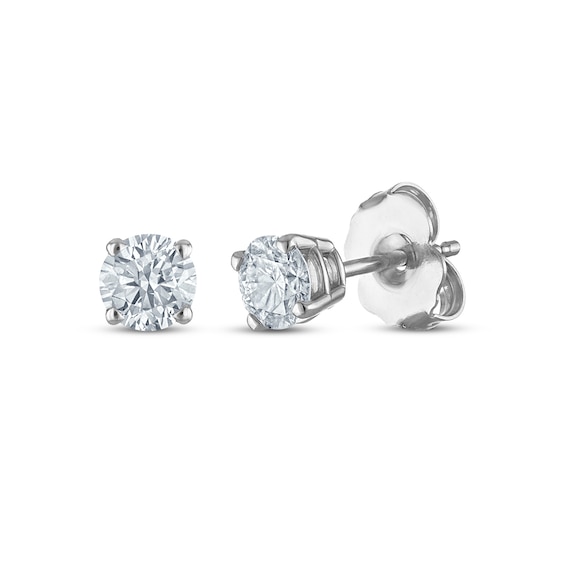 Round-Cut Diamond Solitaire Stud Earrings /2 ct tw 14K White Gold (I/I2