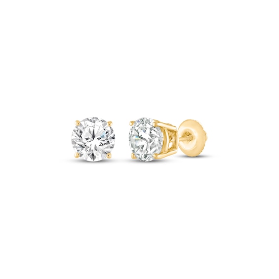 Certified Round-Cut Diamond Solitaire Stud Earrings 1/2 ct tw 14K Yellow Gold (I/I1)