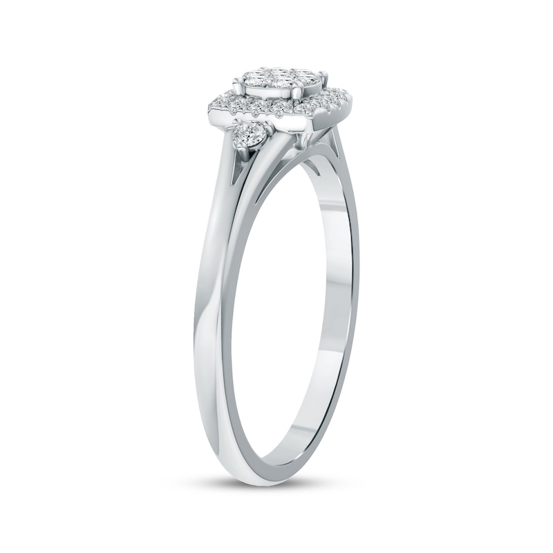 Main Image 2 of Multi-Diamond Cushion Halo Promise Ring 1/5 ct tw Sterling Silver