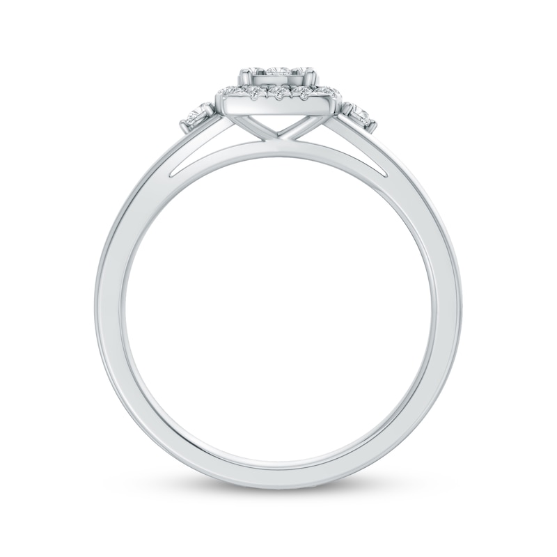 Main Image 3 of Multi-Diamond Cushion Halo Promise Ring 1/5 ct tw Sterling Silver