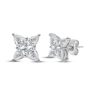 KAY Lab-Grown Diamonds Pear-Shaped Quatrefoil Stud Earrings 2 ct tw 18K White Gold
