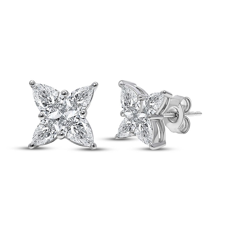 Main Image 1 of KAY Lab-Grown Diamonds Pear-Shaped Quatrefoil Stud Earrings 2 ct tw 18K White Gold