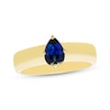 Thumbnail Image 1 of STUDIO BY KAY Pear-Shaped Blue Lab-Created Sapphire Solitaire Wide Band Ring 24K Yellow Gold Vermeil Sterling Silver