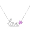 Thumbnail Image 1 of Heart-Shaped Pink Lab-Created Sapphire & White Lab-Created Sapphire "Love" Necklace Sterling Silver 18"