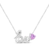 Thumbnail Image 2 of Heart-Shaped Pink Lab-Created Sapphire & White Lab-Created Sapphire "Love" Necklace Sterling Silver 18"