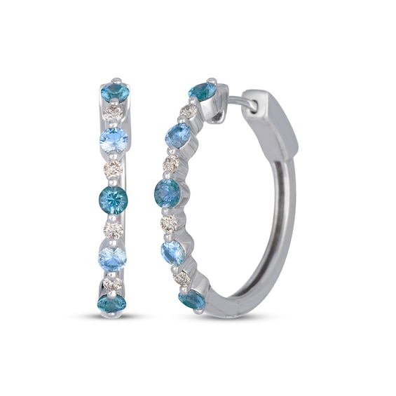Le Vian Montana Sapphire Ombré Hoop Earrings 1/8 ct tw Diamonds 14K Vanilla Gold