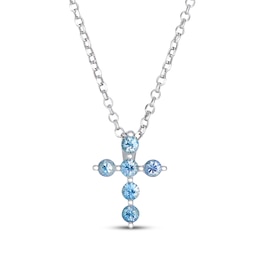 Le Vian Montana Sapphire Ombré Cross Necklace 14K Vanilla Gold 19"
