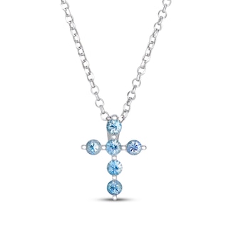 Le Vian Montana Sapphire Ombré Cross Necklace 14K Vanilla Gold 19"