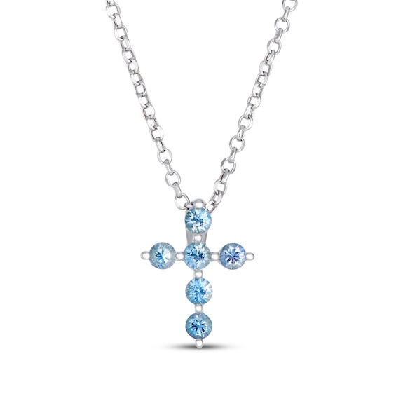 Le Vian Montana Sapphire Ombré Cross Necklace 14K Vanilla Gold 19"