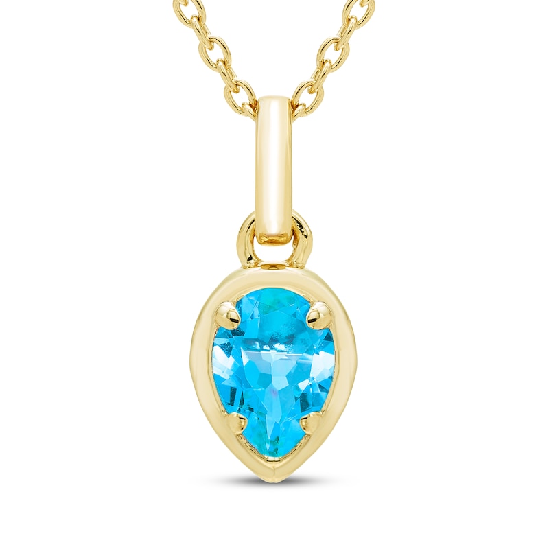 Main Image 1 of STUDIO BY KAY Pear-Shaped Swiss Blue Topaz Solitaire Necklace 24K Yellow Gold Vermeil Sterling Silver 18"