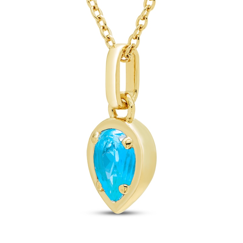 Main Image 2 of STUDIO BY KAY Pear-Shaped Swiss Blue Topaz Solitaire Necklace 24K Yellow Gold Vermeil Sterling Silver 18"