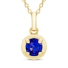 Thumbnail Image 1 of STUDIO BY KAY Round-Cut Blue Lab-Created Sapphire Solitaire Necklace 24K Yellow Gold Vermeil Sterling Silver 18"