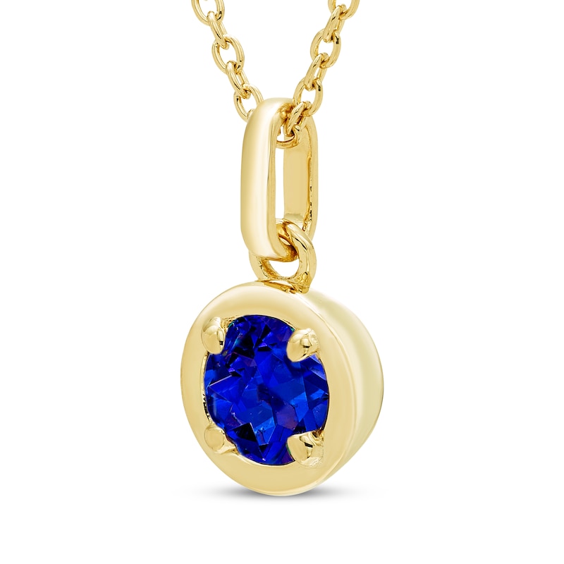 Main Image 2 of STUDIO BY KAY Round-Cut Blue Lab-Created Sapphire Solitaire Necklace 24K Yellow Gold Vermeil Sterling Silver 18"