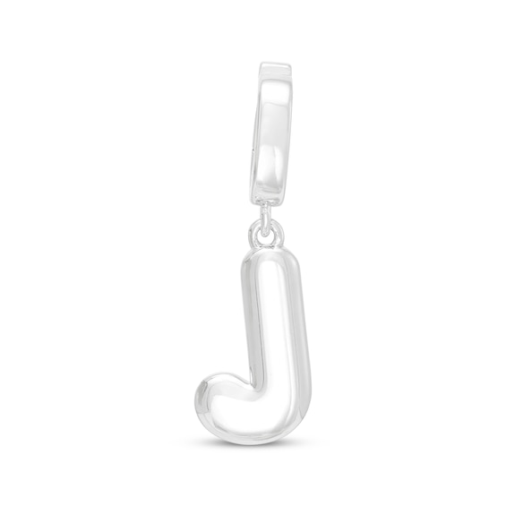 Letter J Mini Puff Charm Sterling Silver