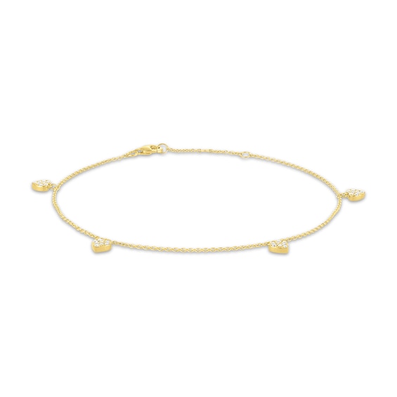 STUDIO BY KAY Lab-Grown Diamond Heart Dangle Anklet 1/3 ct tw 24K Yellow Gold Vermeil Sterling Silver