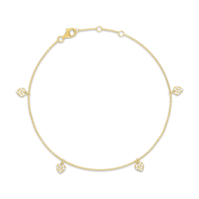 Main Image 2 of STUDIO BY KAY Lab-Grown Diamond Heart Dangle Anklet 1/3 ct tw 24K Yellow Gold Vermeil Sterling Silver
