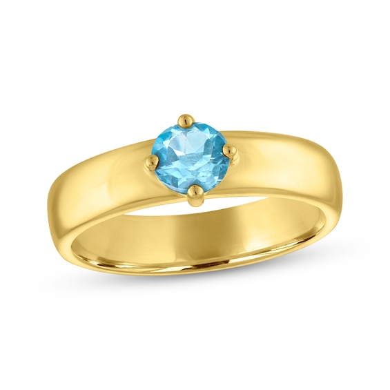 STUDIO BY KAY Round-Cut Swiss Blue Topaz Solitaire Ring 24K Yellow Gold Vermeil Sterling Silver