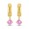 Thumbnail Image 2 of STUDIO BY KAY Round-Cut Pink Lab-Created Sapphire Solitaire Hoop Drop Earrings 24K Yellow Gold Vermeil Sterling Silver