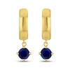 Thumbnail Image 2 of STUDIO BY KAY Round-Cut Blue Lab-Created Sapphire Solitaire Hoop Drop Earrings 24K Yellow Gold Vermeil Sterling Silver