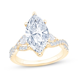 Now + Forever Lab-Grown Diamonds Certified Marquise-Cut Engagement Ring 3-1/2 ct tw 14K Yellow Gold