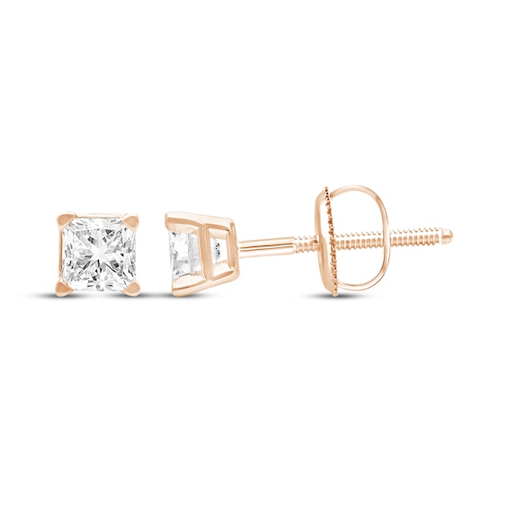 KAY Lab-Grown Diamonds Certified Princess-Cut Solitaire Stud Earrings 1/2 ct tw 14K Rose Gold (F/VS2)