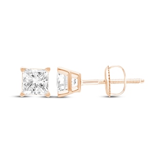 KAY Lab-Grown Diamonds Certified Princess-Cut Solitaire Stud Earrings 3/4 ct tw 14K Rose Gold (F/VS2)