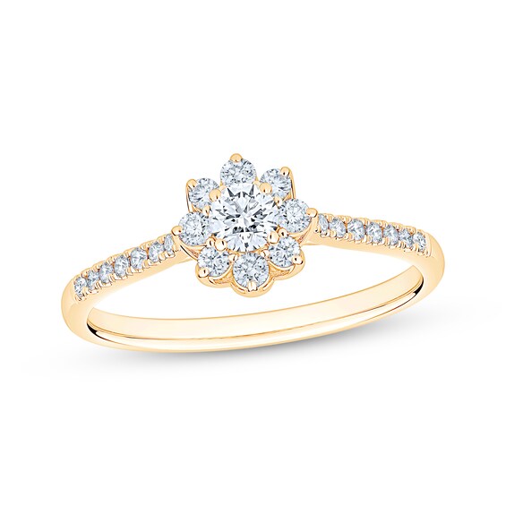 Now + Forever Diamond Halo Engagement Ring 3/8 ct tw 10K Yellow Gold