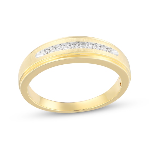 Now + Forever Lab-Grown Diamonds Men's Wedding Band 1/10 ct tw 10K Yellow Gold
