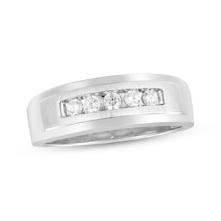 Now + Forever Lab-Grown Diamonds Men's Wedding Band 1/4 ct tw 10K White Gold