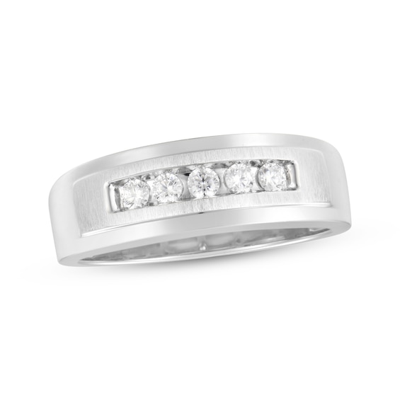 Now + Forever Lab-Grown Diamonds Men's Wedding Band 1/4 ct tw 10K White Gold