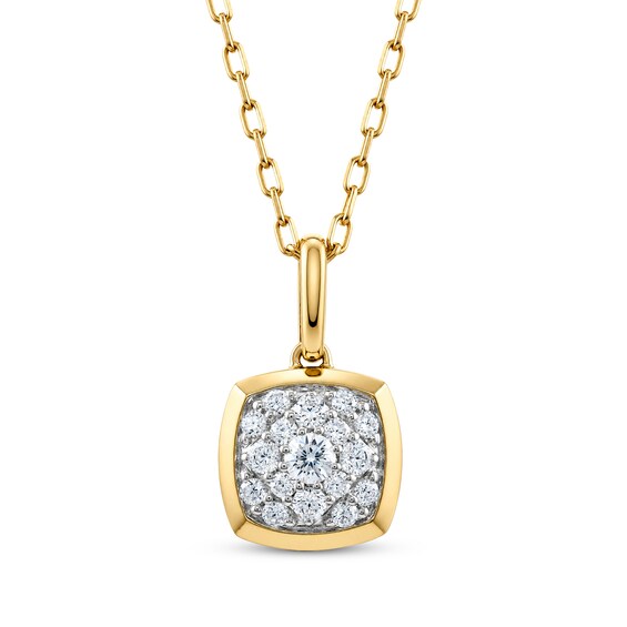 Multi-Diamond Cushion-Shaped Necklace 1/6 ct tw 10K Yellow Gold 18"
