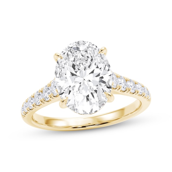 Now + Forever Lab-Grown Diamonds Certified Oval-Cut Engagement Ring 3-1/2 ct tw 14K Yellow Gold
