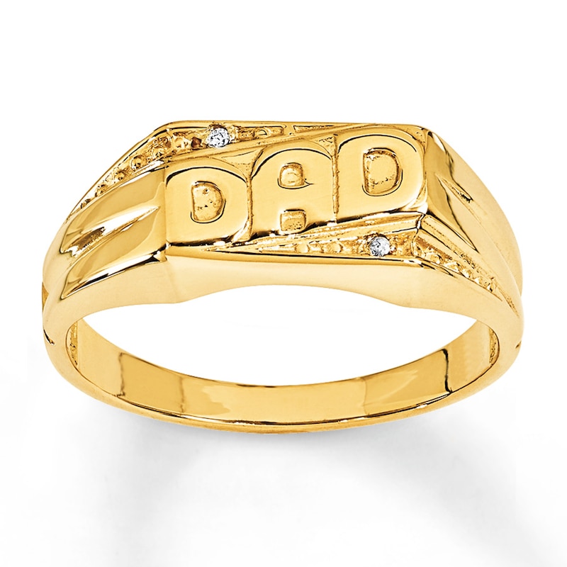 Main Image 1 of Men's Dad Ring Diamond Accents 14K Yellow Gold