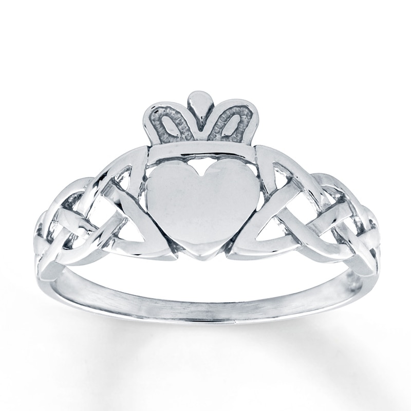 Main Image 1 of Claddagh Ring 14K White Gold