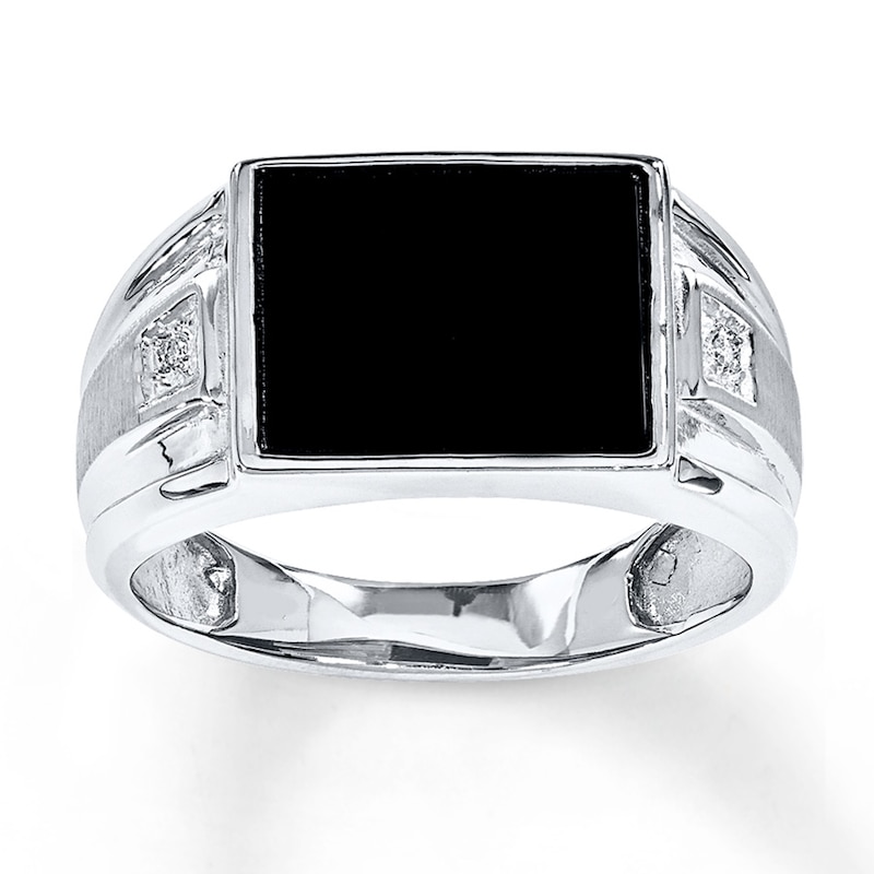 9ct White Gold Gents Black Onyx Ring