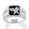 Thumbnail Image 0 of Men's Black Onyx Eagle Ring 1/20 ct tw Diamonds 10K White Gold