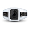 Thumbnail Image 3 of Men's Black Onyx & Black Diamond Ring 1/4 ct tw Round-cut 10K White Gold