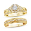 Thumbnail Image 1 of Now + Forever His & Hers Round-Cut Diamond Three-Piece Bridal Set 5/8 ct tw 10K Yellow Gold