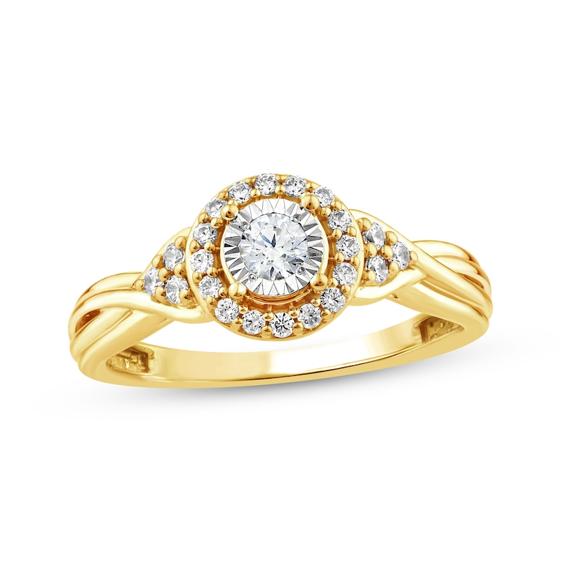 Main Image 4 of Now + Forever Round-Cut Diamond Halo Engagement Ring 1/3 ct tw 10K Yellow Gold
