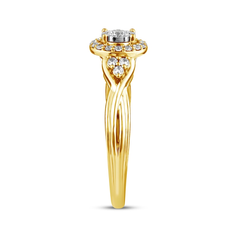 Main Image 5 of Now + Forever Round-Cut Diamond Halo Engagement Ring 1/3 ct tw 10K Yellow Gold